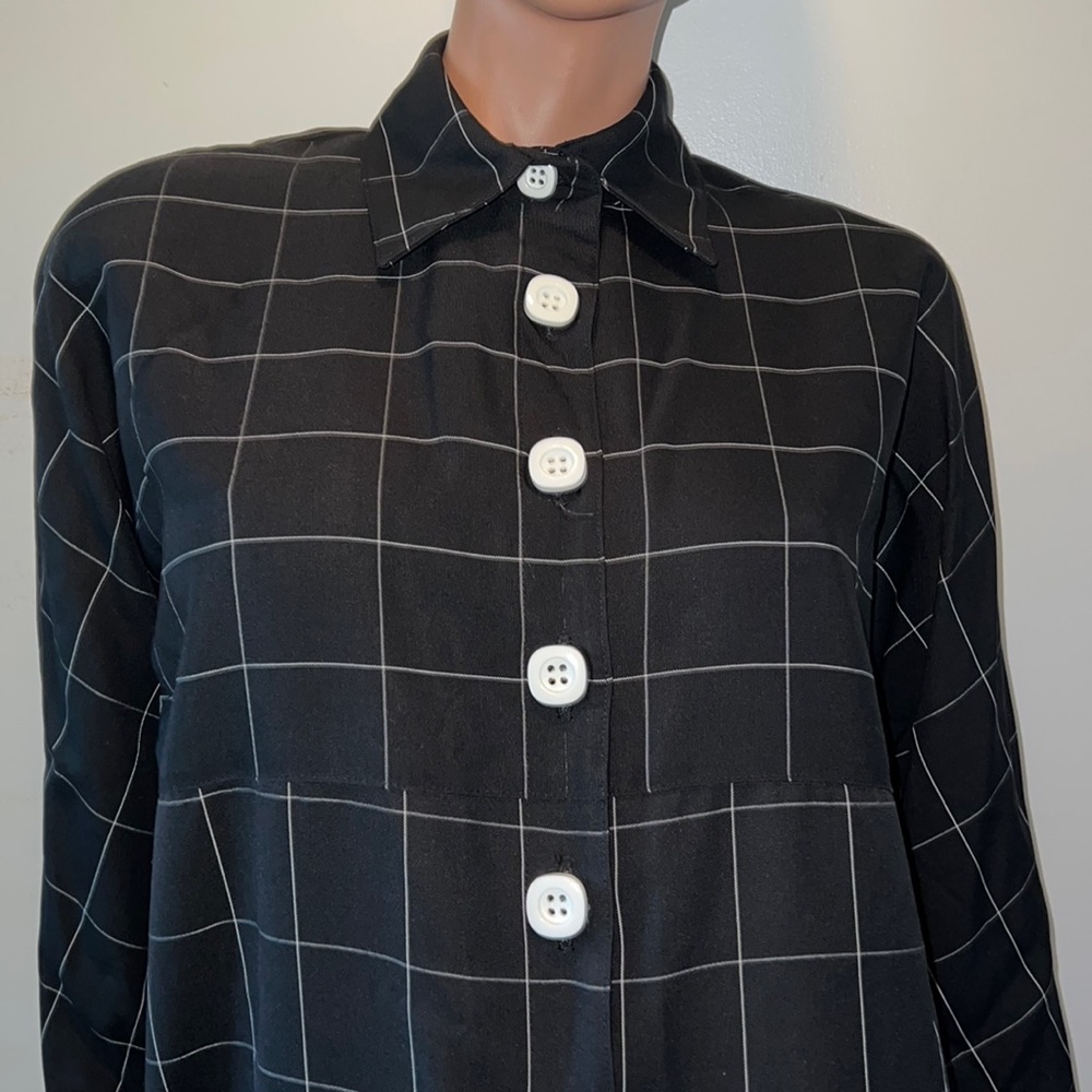Chetta B vintage size 6 black/white plaid long sleeve dress New With Tags - Picture 3 of 15